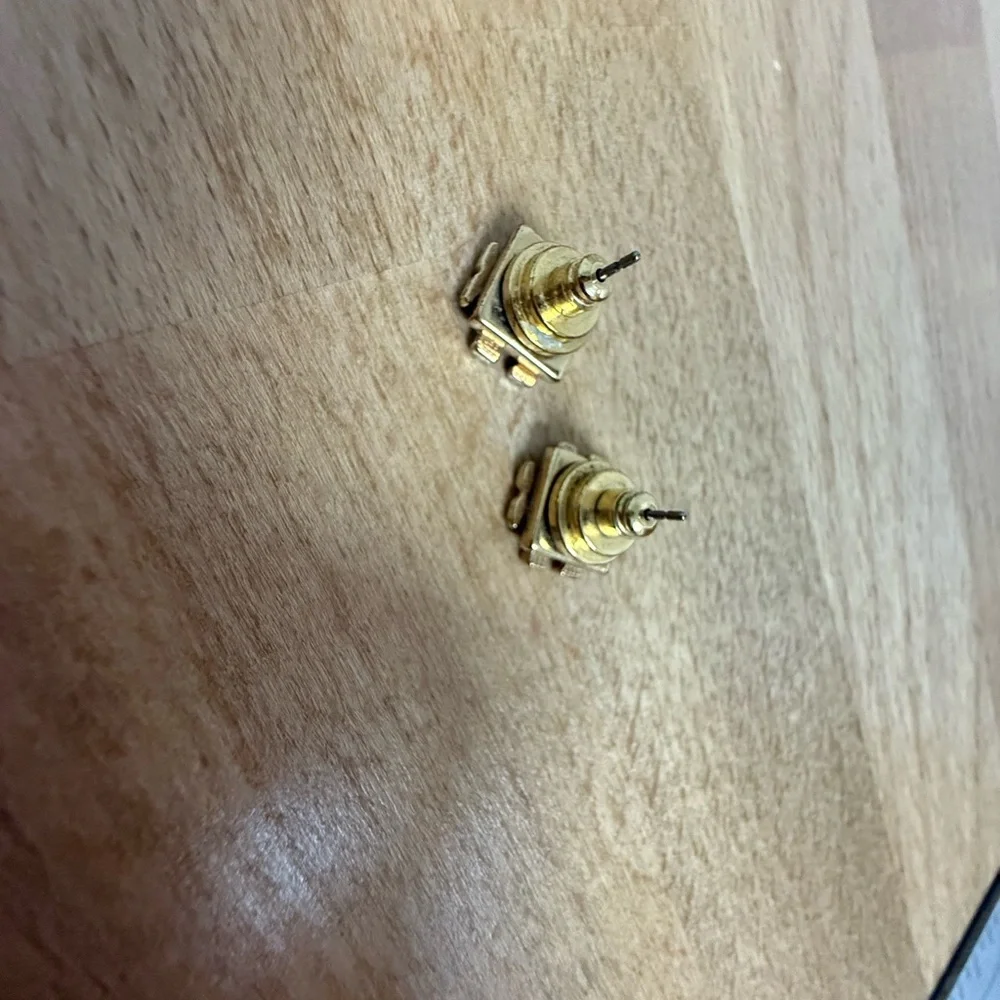 Tory Burch gold tone stud logo earrings - Picture 3 of 6